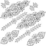 8 Pieces Crystal Rhinestone Appliques Silver Rhinestone Iron On Patch Hot Fix Applique for Bridal Wedding Dress Clothes Sash Crystal Belt DIY Sewing Appliques for Shoes
