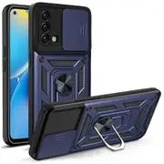 For Oppo A74 4g Camera Slide Cover Ring Holder Kickstand Shockproof Pc + Tpu Phone Case