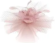 [Minkissy] Fascinator Headband for Women Lightweight Mesh Tea Party Hat with Clip for Weddings Cocktail Events and Vintage Parties Elegant Hair Accessories Blush Pink