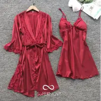 在飛比找Yahoo!奇摩拍賣優惠-Jennie SET DRESS 和服長袍緞面韓國奢華優雅睡