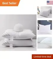 Soft Cotton Goose Down & Feather Pillows - Set of 2 - Standard Size 20x26in