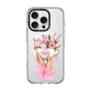 iPhone 16 Pro Clear Case MagSafe Compatible Floral coffee