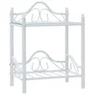 Steel Glass Bedside Table Storage Side Shelf Bedroom Nightstand Vintage White