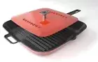 Marquette Castings Cast Iron Grill Pan with Lid, 11x11 Inches Enameled Non-St...