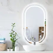 Emitto LED Wall Mirror Oval Anti-fog Bathroom Mirrors Makeup Light 50x90cm
