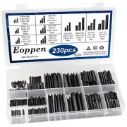 230Pcs SAE Roll Pin Assortment Set - Slotted Spring Pins Steel Split black