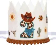 2nd Cowboy Birthday Hat for Him Men, Western Cowboy 2nd Birthday Hat Crown for C