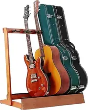 Nefelibata Multiple Guitar Stand 5 Holders Wooden Floor Rack for Guitars and Cases, Electric, Acoustic, Bass, Cello - German Ash Wood Light Brown