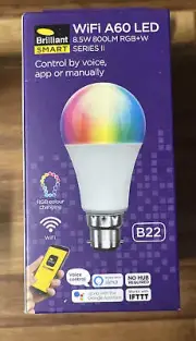 Brilliant Smart WiFi 8.5W RGB+W LED Bulb B22 Voice control Alexa Siri Google