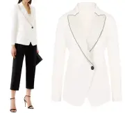 Brunello Cucinelli Metallic Crepe-Trimmed Embellished Bead Twill Blazer Jacket M