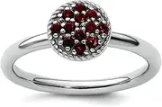 [Stackable Expressions] 925 Sterling Silver Polished Prong set Stackable Garnet Rhodium Ring Size 10-Stackable-Ring for Women