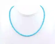 Dainty 4mm Faceted Sleeping Beauty Turquoise Necklace Choker in Sterling Silver