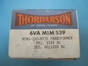 THORDARSON 6VA MIM 539 TRANSFORMER MINI-ISO MITE 115VAC TO 30-120VAC VTG NOS