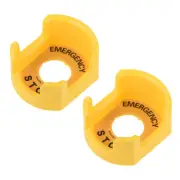 2Pcs 30mm Push Switch Button Protective Cover With Warning Circle Yellow