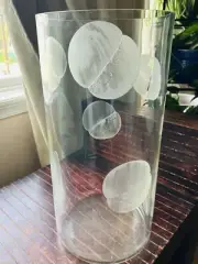 Karl Springer - Large Artisan - Hand Etched - Glass Vase 1970s - Art Deco Style