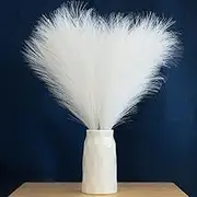 EVODIS Faux Pampas Grass, 18"/45cm Artificial Pampas Grass Fluffy 6 Stem pompous Grass Flower Arrangement for Boho Home Wedding Decoration (White)