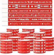 600pcs Red Ribbon Week Bracelets, Drug Free Wristbands Paper Anti Drug Bracelets Red Ribbon Week Awareness Supplies Gifts for Red Ribbon Week School Events Charity Activity Campaigns