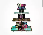 Haooryx 80s Party Decorations Cupcake Stand, 3 Tier I Love 80s Retro Cupcake...