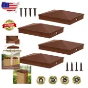 Elegant Matte Brown Aluminum Pyramid Post Caps for 4x6 Wood Posts - 4 Pack