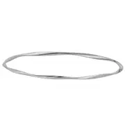 10k White Gold Wavy Women's Bangle Bracelet, 8.25"