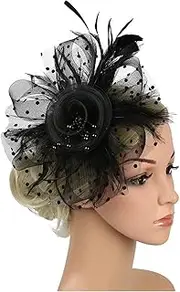 Feather Headband Women Flower Headband lace Flapper Great Gatsby Girl Headband Pearl Party Female Bridal Headpiece Fashion Hair Band White Feather Headband (Size : Black)