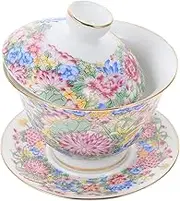 MAGICLULU 1 Set Elegant Chinese Traditional Tea Bowl Ceramic Teacup with Lid for Home and Special Occasions Easy to Clean and Store for Entertaining Guests