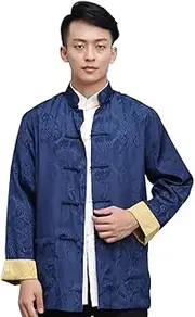 [DLSNZ] Men's Traditional Chinese Kung Fu Clothing Hanfu & Tang Suit Jacket Wing Chun Uniform Martial Arts Coats