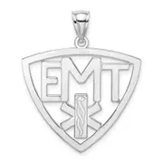 14k White Gold Polished Cut-Out EMT Charm