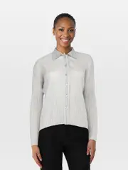 Pleats Please Grey Pleated Shirt