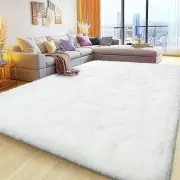 Soft Plush Shag Rug 5x7, Ultra Fluffy Rug for Living Room 5x7 Feet Cream White