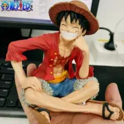 13cm Anime One Piece - Sitting Straw Hat Luffy Smiley Luffy PVC Collectible Toy