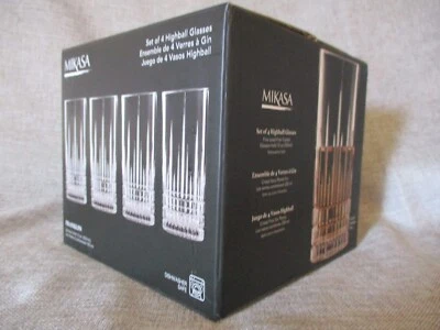 Set of 4 Mikasa Franklin Highball Old Fashioned Glasses 12 Oz Lead-Free Crystal