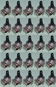 25 x 10K Linear Taper Pots with Center Detent Potentiometer Snap In PC Pins B