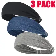 3Pack Headband Runing Fitness Sweatband Elastic Sport Yoga Hairband Men Women US