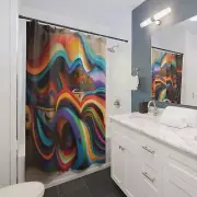 Colorful Abstract Shower Curtain, Vibrant Bathroom Decor, Modern Home Accent,
