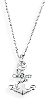[Heartbreaker] Anchor Pendant with Zirconia in Real Silver, Seaside Collection, Anchor Pendant Made of 925 Sterling Silver, Maritime Pendant for Women, LD SD 33, 30 x 21 mm, Sterling Silver, Blue