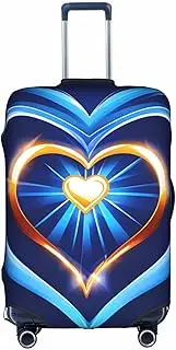 [pvinnk] Sky blue heart Print Protective Luggage Cover Elastic Washable Suitcase Travel Gear Protector, White, Large
