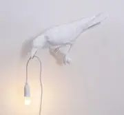 GGP White Bird Right Wall Lamp Nordic Resin Bird Wall Lamp Creative Animal Bedside Decorative Usb Night Light, Stylish Bird Perched Lamp For Bedroom And Living Room
