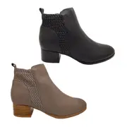 Jemma Brighton Ladies Boots Leather Ankle Boot Stretch Panel Lined Mid Heel