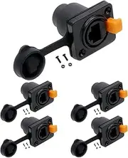 PENGLIN 5PCS Waterproof RJ45 Panel Mount Connector,Waterproof Connectors RJ45 Female Sockets,RJ45 Metal Ethernet Connector with Cap