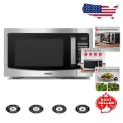Stainless Steel Countertop Microwave with 12 Auto Menus & Mute Function, 1100W