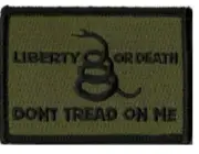 VELCRO® BRAND Fastener Morale HOOK PATCH Liberty or Death Gadsden DTOM OD 3x2"