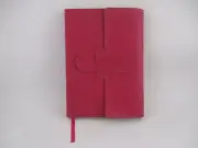 ECCOLO WORLD TRAVELER HOT PINK JOURNAL W/CLOSURE LINED TAN PAGES & BACK POCKET