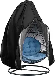 Egg Chair Covers, Outdoor Swing Egg Chair Cover Waterproof Anti-dust with Zipper 210D Oxford Fabric Veranda Garden Lawn Chair Protector Furniture Accessory115x190cm (Black)