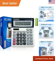 Desk Calculator - Large Keys - Eye-Angled Display - Dual Powered - Comfortable