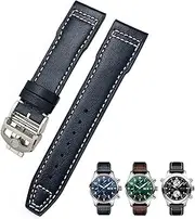 [SKXMOD] 20mm 21mm Cowhide Leather Watchband Suitable For IWC Pilot Watches Portugieser Bracelets Mark 18 Soft Blue Strap