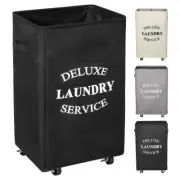 Unbranded Laundry Basket Hamper w/ Wheels 16.14" Rectangle Shape Fabric Black
