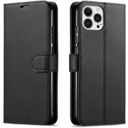 iPhone 14 Pro Max Flip Wallet Case - Black 3 Card Slots - Cash Compartment - Magnetic Clip [MPPGEN0580]