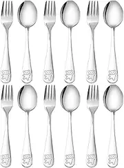 Anlayliay 12 Pieces Kids Silverware Stainless Steel Children's Safe Flatware Child Spoon and Fork Set Toddler Utensils