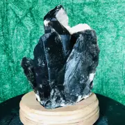 8.58LB Natural black Quartz Crystal backbone mineral Specimen Healing+stand